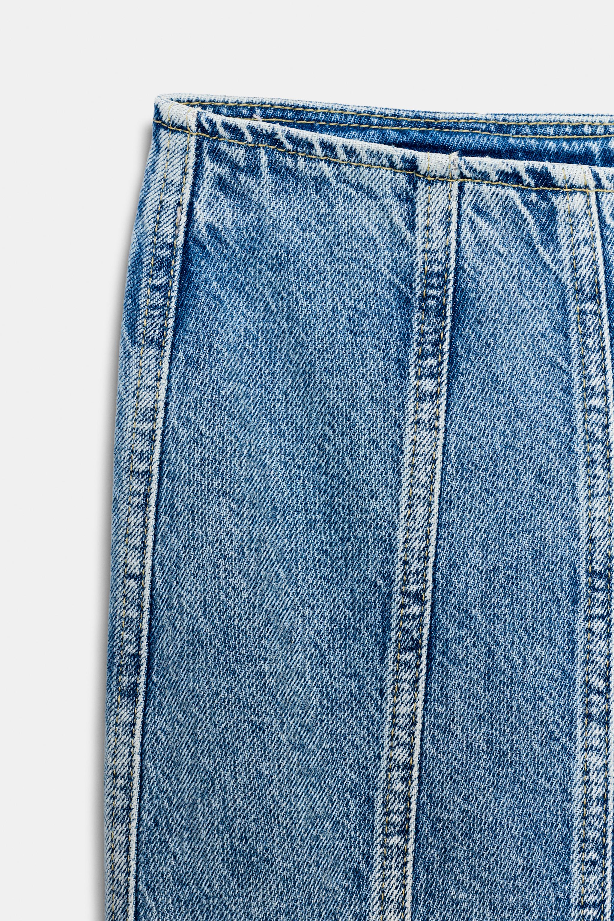 JUPE Z1975 MI-LONGUE EN JEAN COUTURES